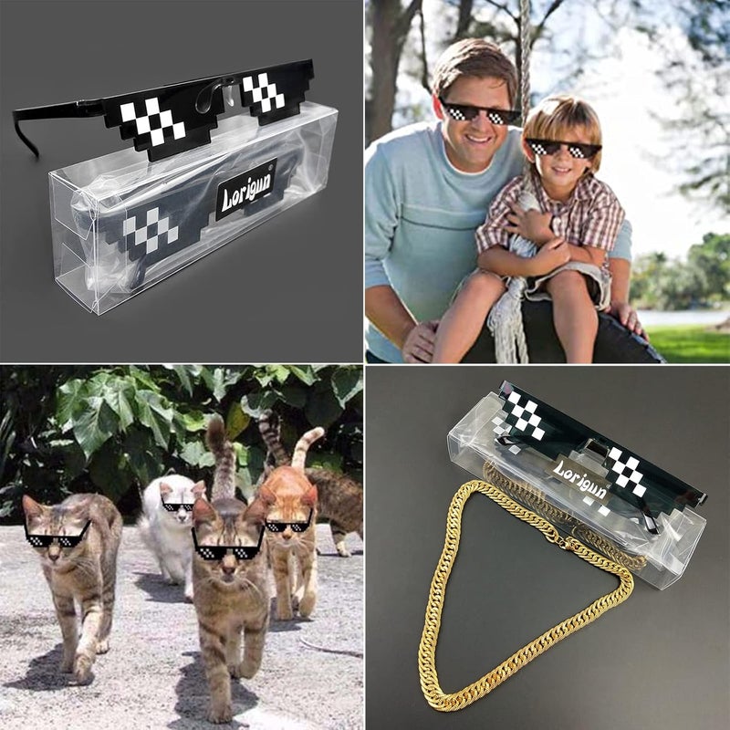 Lorigun Thug Life Glasses Pixel Sunglasses for Party, Deal with it Glasses Bachelor Party Decor - Image 4